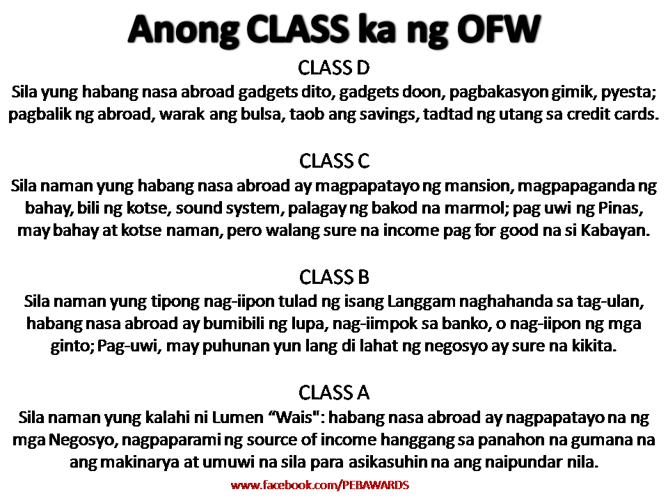 OFW Quotes : Anong Class ka ng OFW