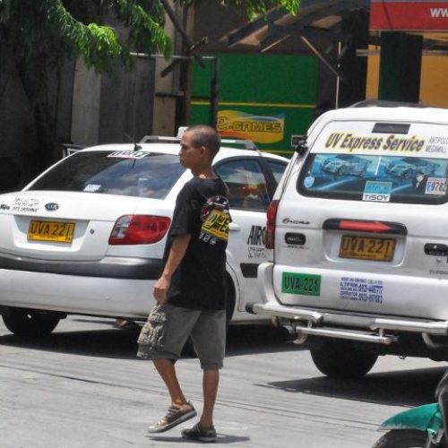 Only in the Philippines. Different public utility vehicles same plate number.