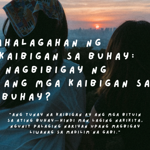 Dalawang magkaibigan na nagmamasid ng paglubog ng araw, na nagpapakita ng kahalagahan ng pagkakaibigan sa buhay.

